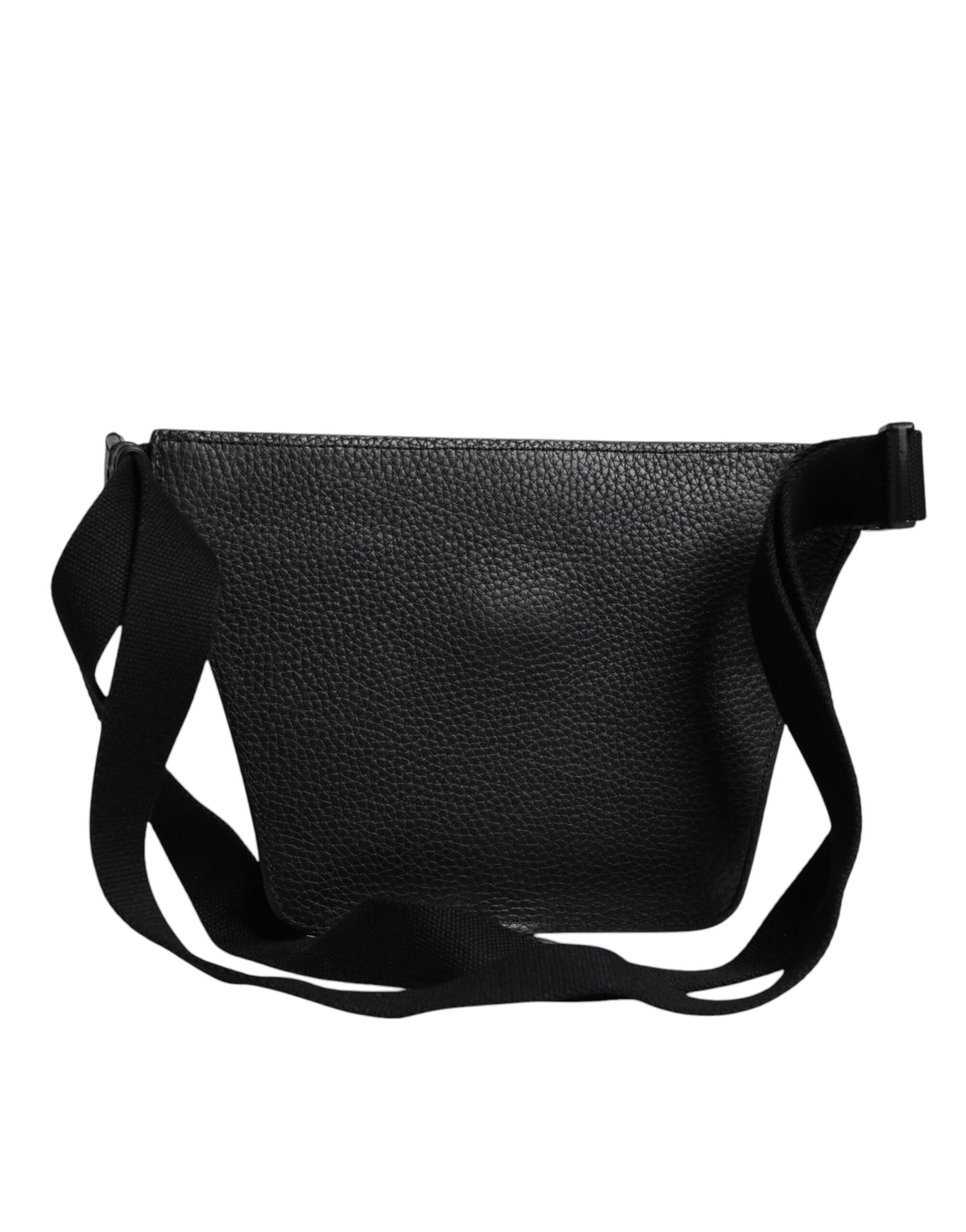 Dolce & Gabbana Black Calfskin Logo Plaque Belt Waist Men Fanny Pack Bag Dolce & Gabbana