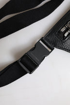 Dolce & Gabbana Black Calfskin Logo Plaque Belt Waist Men Fanny Pack Bag - Eljoys Fashion 