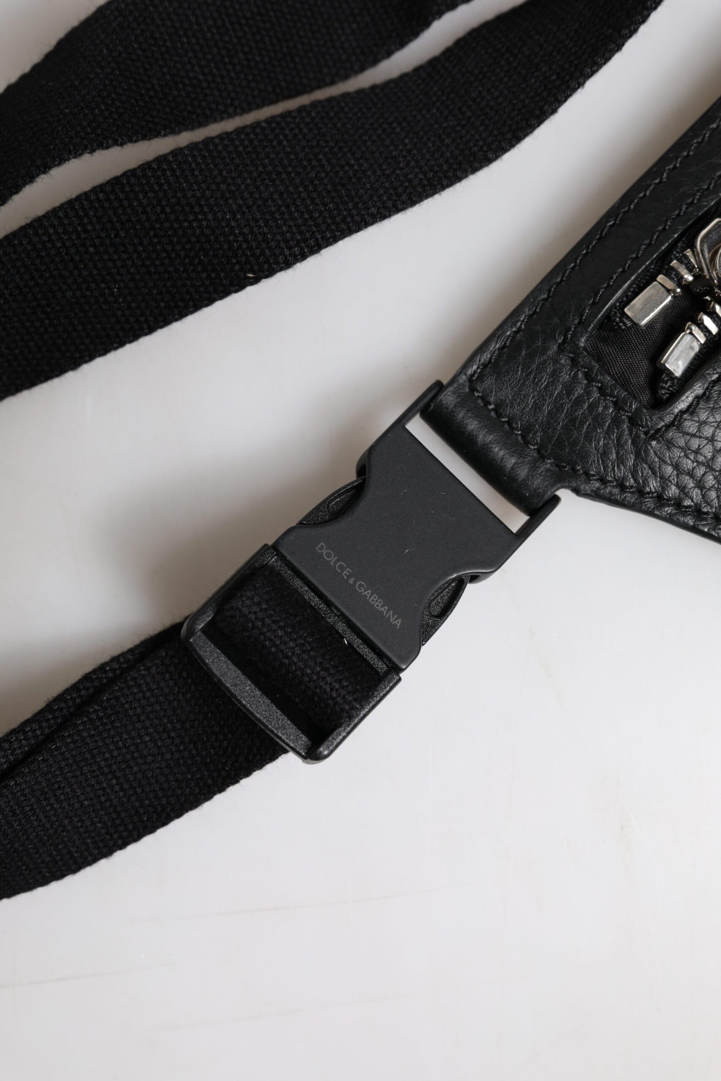 Dolce & Gabbana Black Calfskin Logo Plaque Belt Waist Men Fanny Pack Bag Dolce & Gabbana