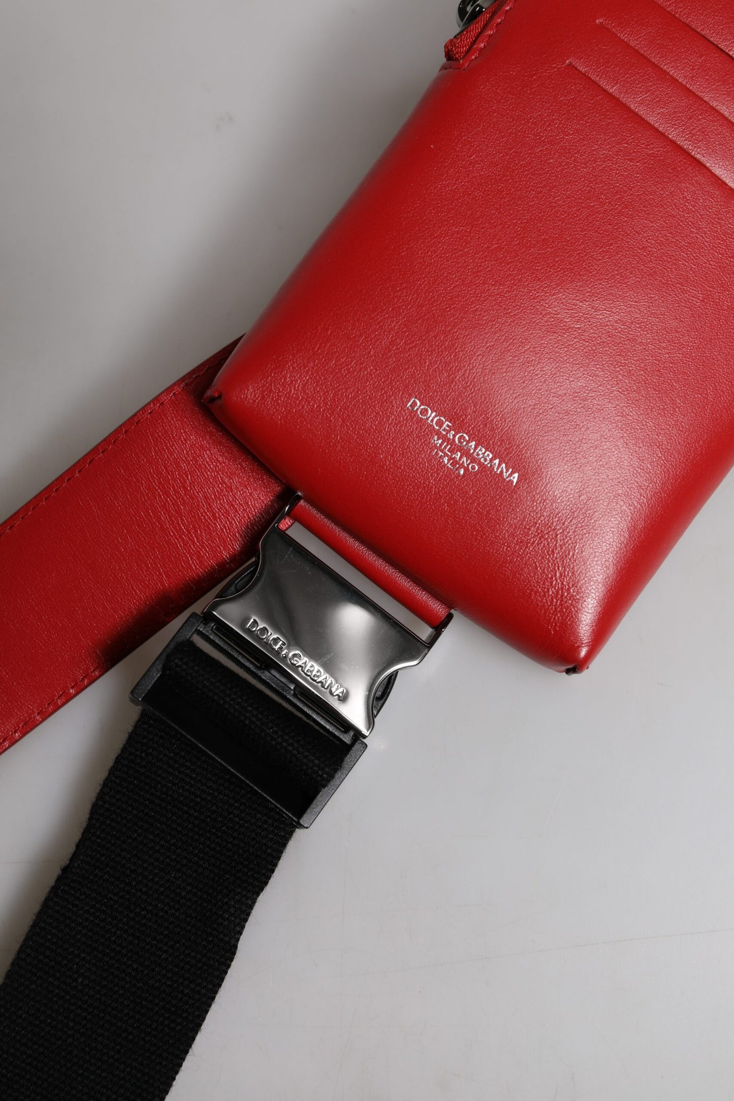 Dolce & Gabbana Red Calfskin Logo Purse Phone Belt Waist Bag Dolce & Gabbana