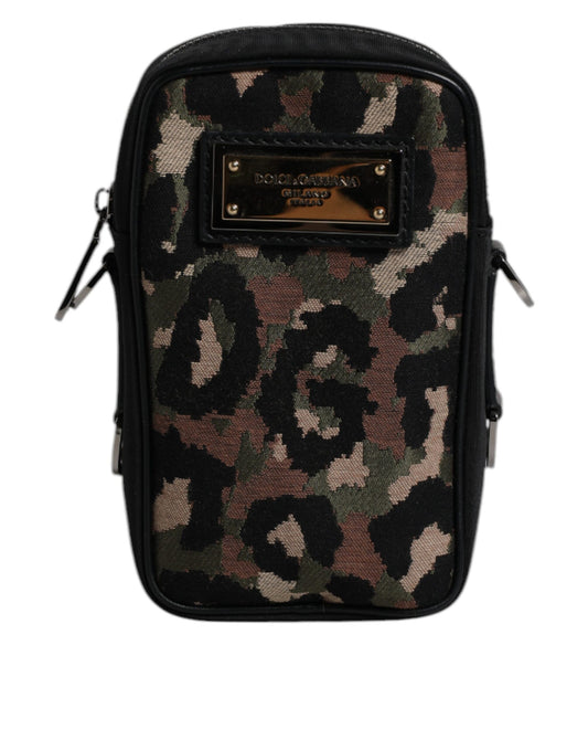 Dolce & Gabbana Multicolor Leopard Jacquard Logo Plaque Neck Strap Bag Dolce & Gabbana