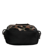 Dolce & Gabbana Multicolor Leopard Jacquard Logo Plaque Neck Strap Bag