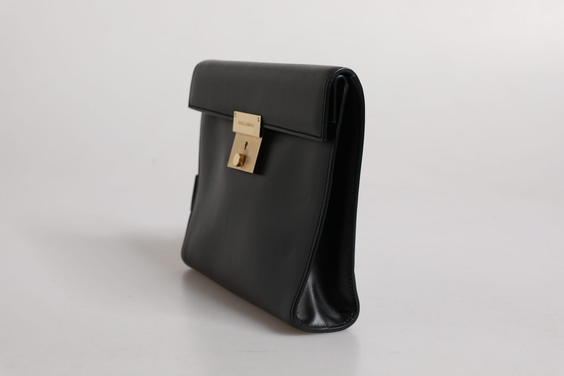 Dolce & Gabbana Black Leather Logo Plaque Document Briefcase Bag Dolce & Gabbana