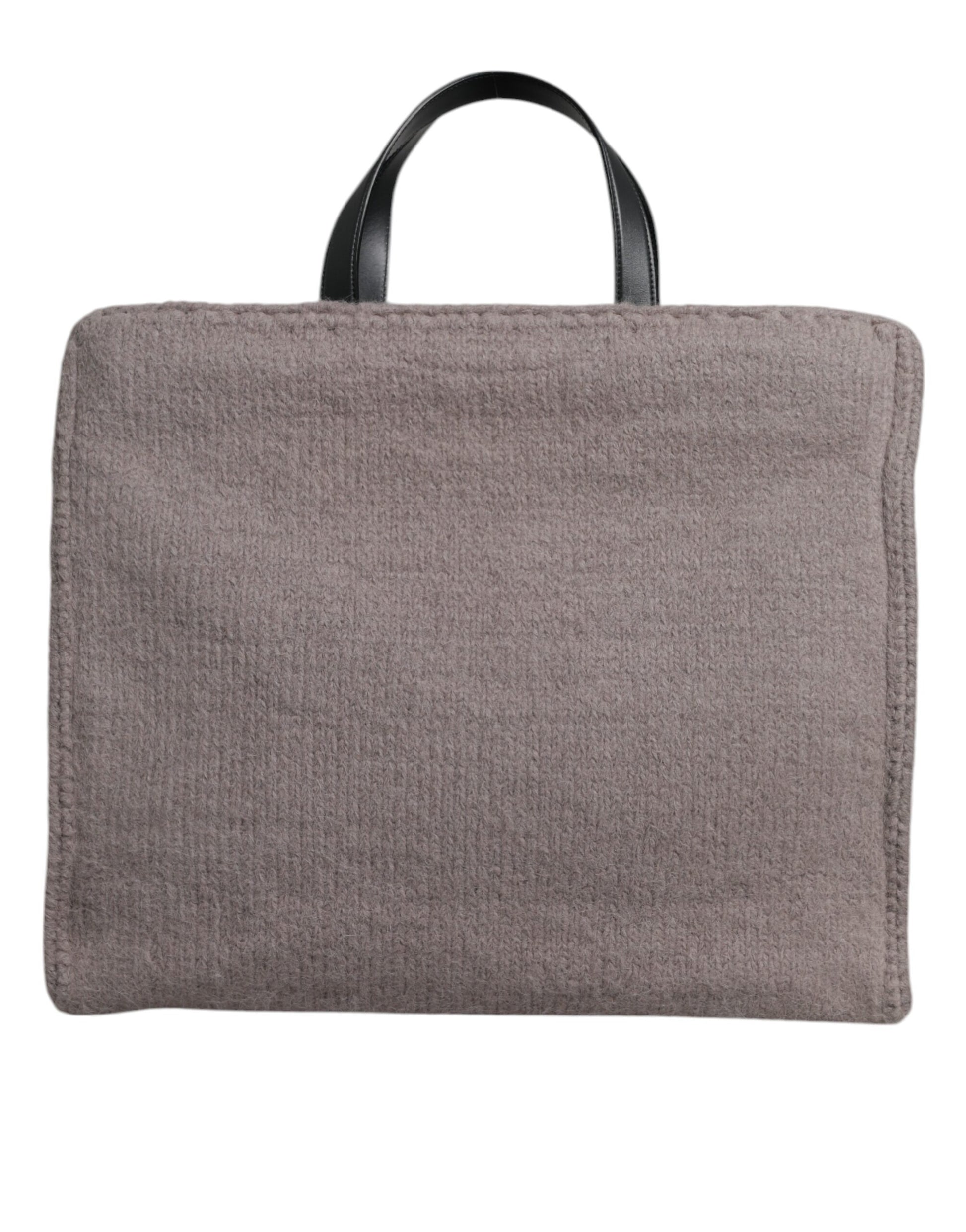 Dolce & Gabbana Grey Alpaca Wool Logo Plaque Tote Shoulder Bag Dolce & Gabbana