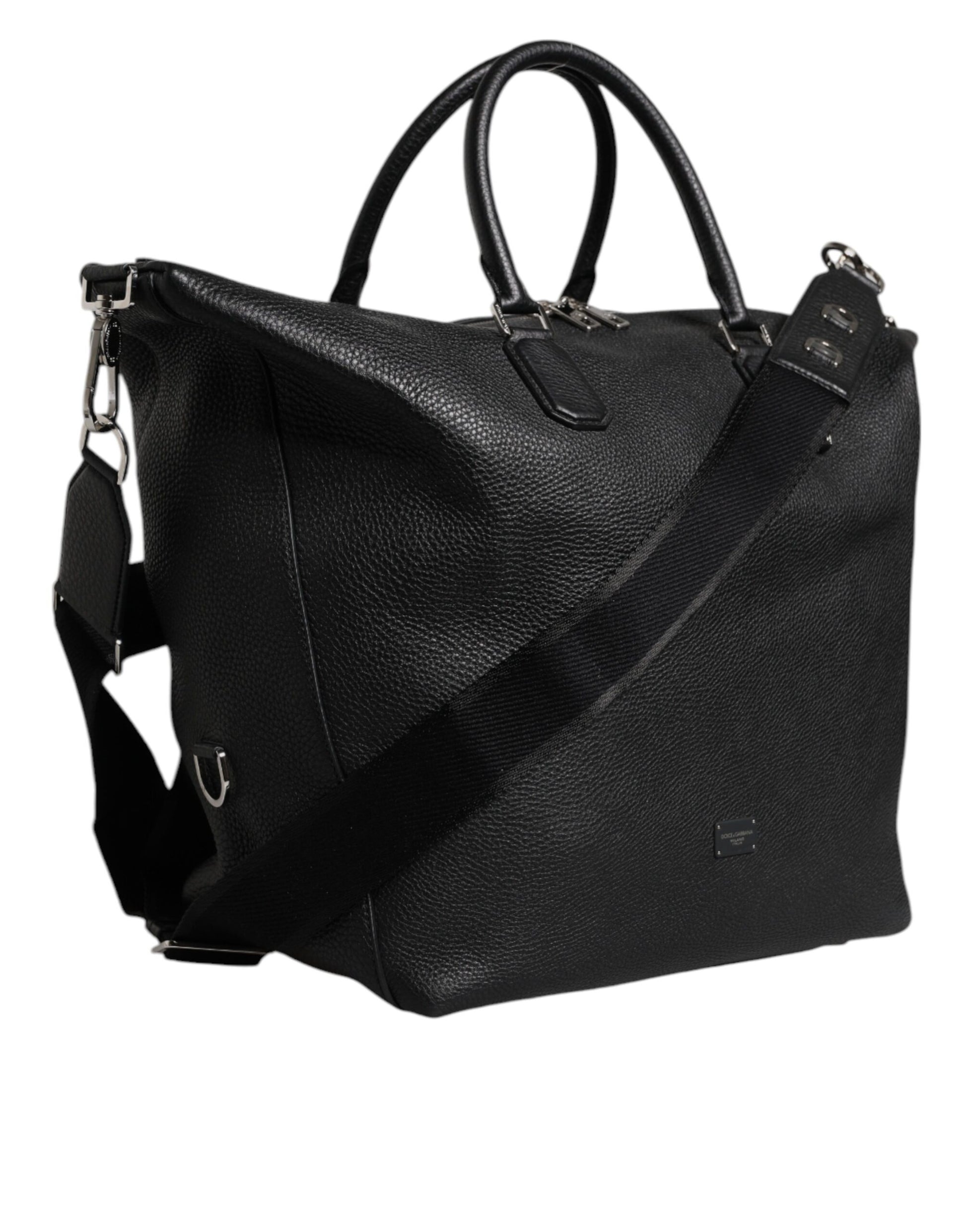 Dolce & Gabbana Black Calfskin Leather Hand Shoulder Duffle Bag Dolce & Gabbana
