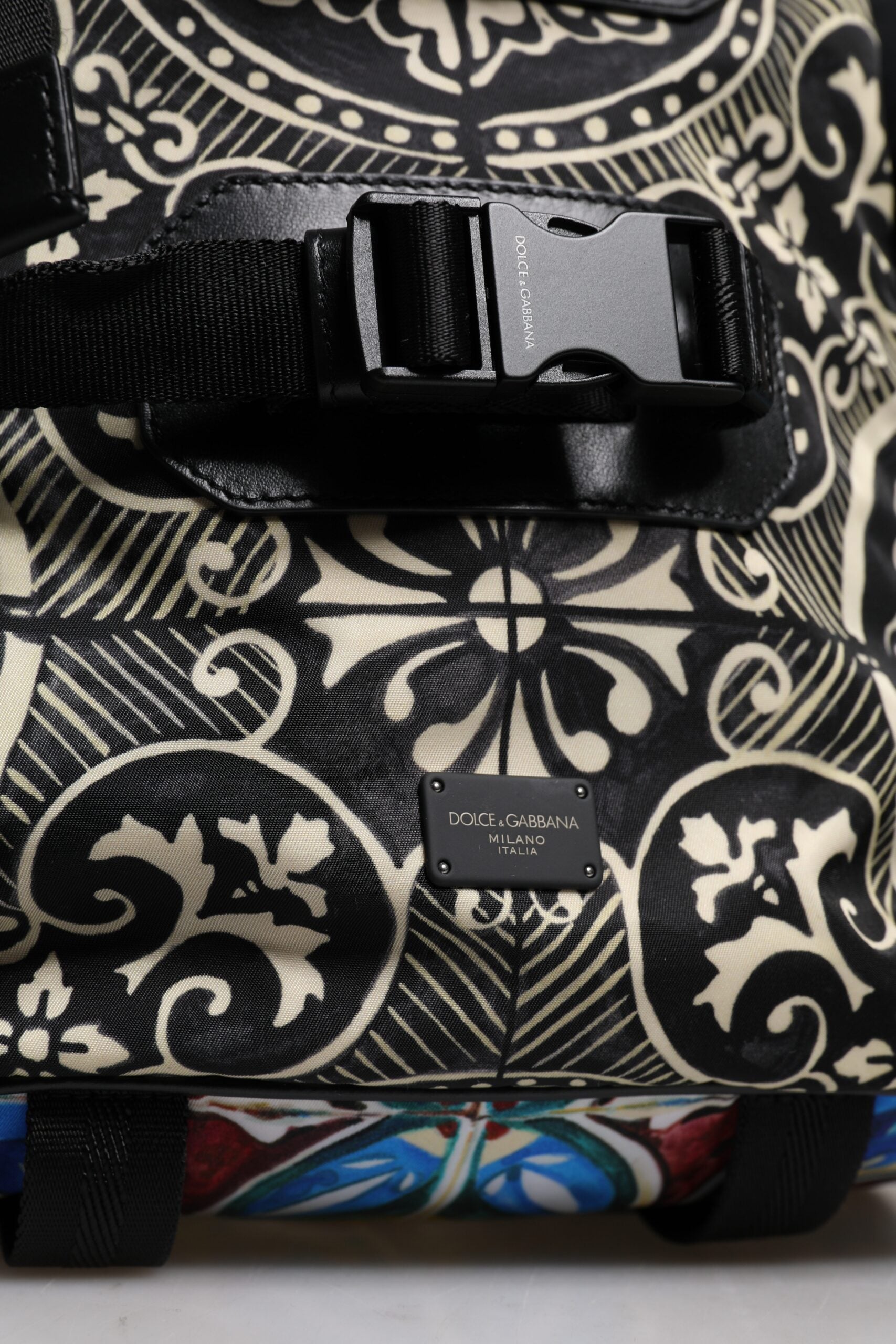 Dolce & Gabbana Multicolor Maiolica Print Nylon Backpack Bag Dolce & Gabbana