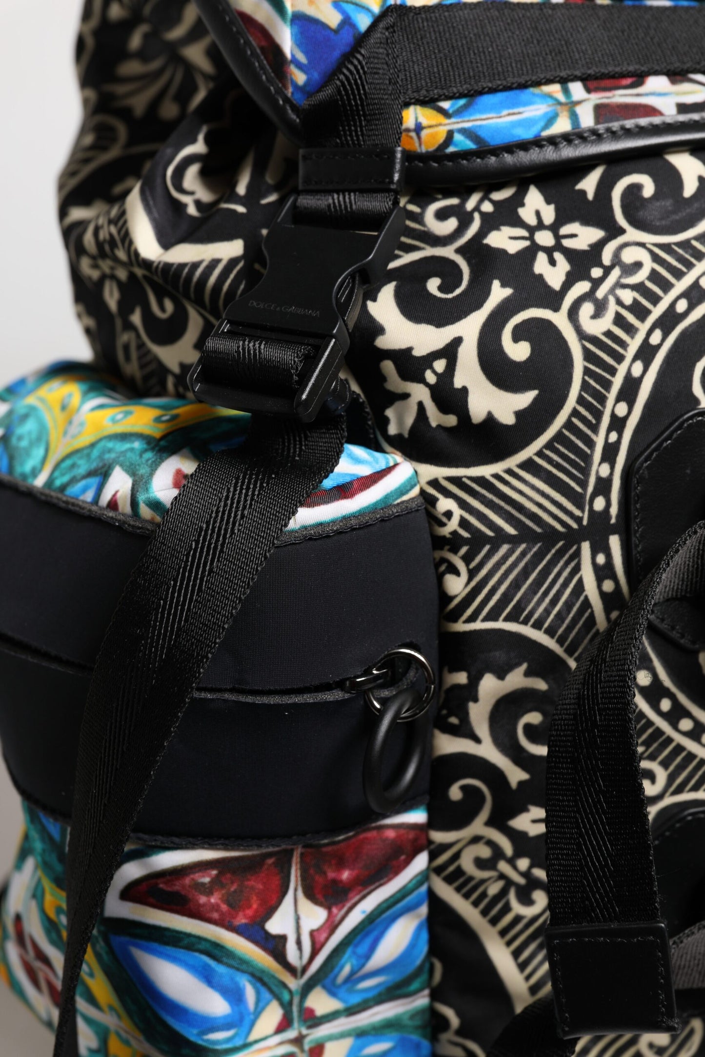 Dolce & Gabbana Multicolor Maiolica Print Nylon Backpack Bag Dolce & Gabbana