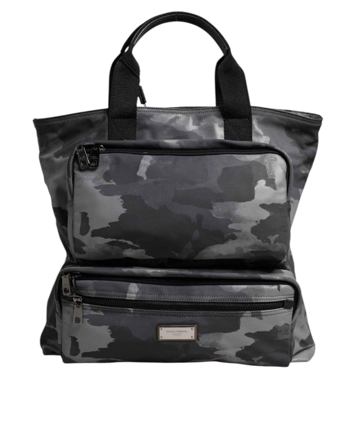 Dolce & Gabbana Gray Camo Cotton Multiple Compartments Tote Bag Dolce & Gabbana