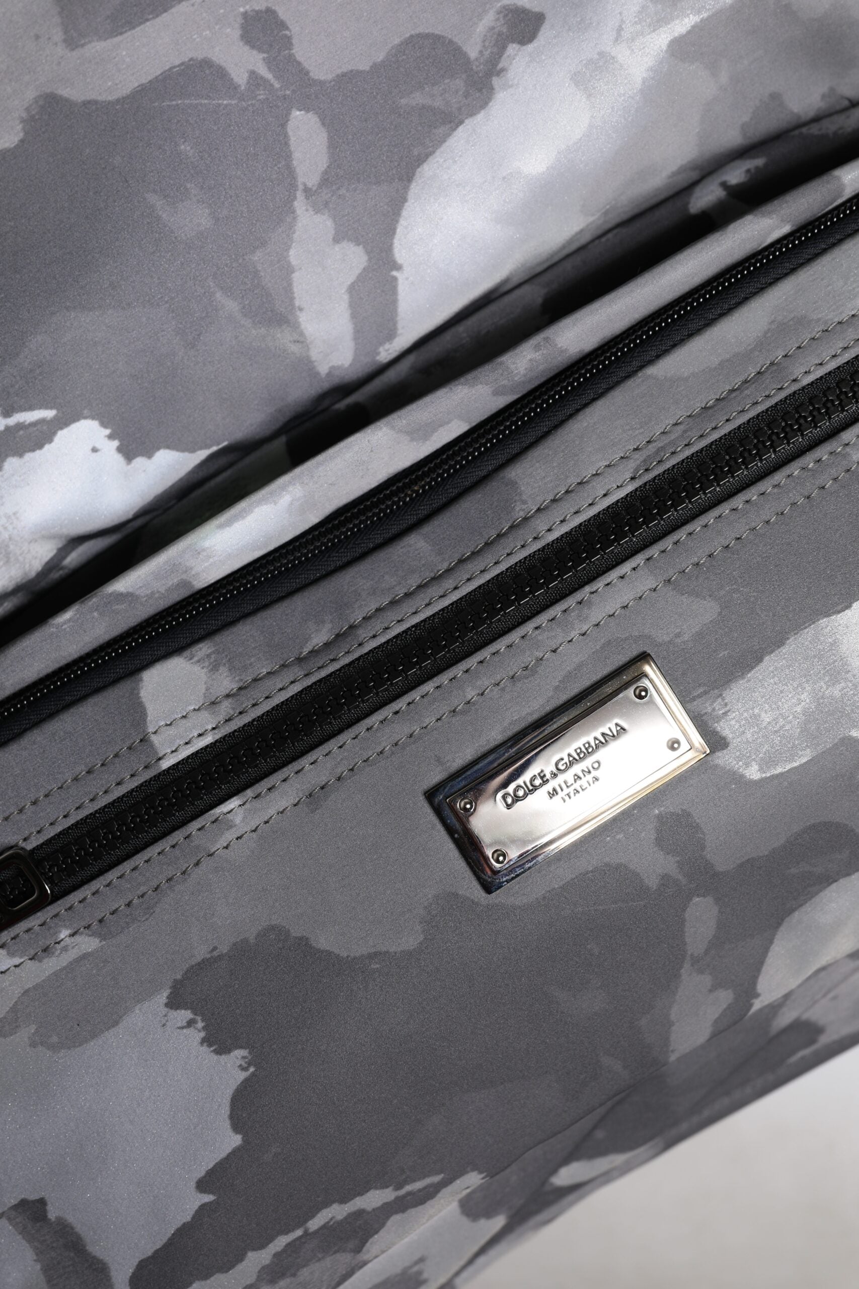 Dolce & Gabbana Gray Camo Cotton Multiple Compartments Tote Bag Dolce & Gabbana