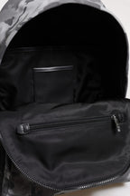 Dolce & Gabbana Gray Cotton Camouflage Logo Plaque Backpack Bag