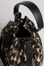 Dolce & Gabbana Multicolor Leopard Cotton Shoulder Bucket Bag
