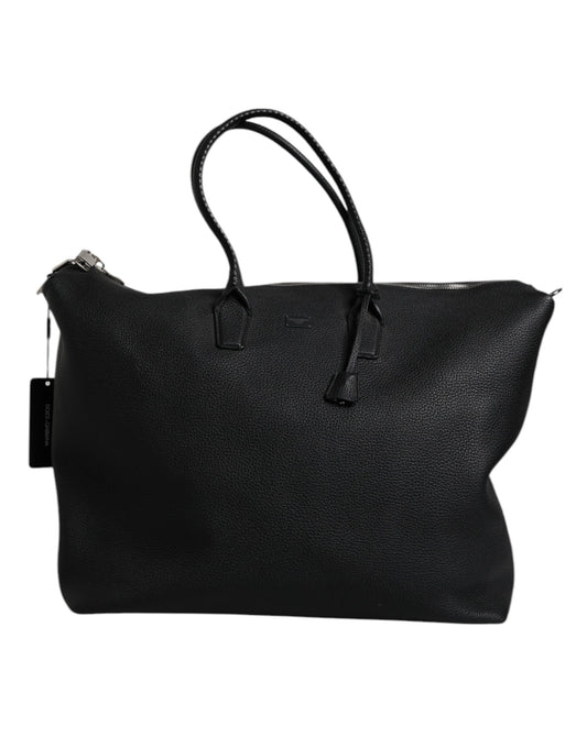 Dolce & Gabbana Black Calfskin Leather Hand Shoulder Duffle Bag Dolce & Gabbana