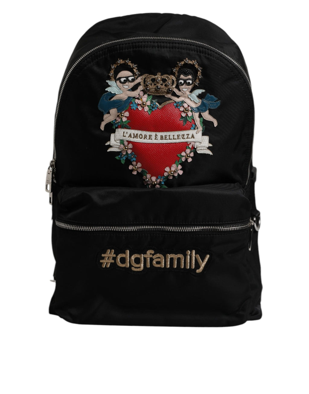 Dolce & Gabbana Black Nylon #DGFAMILY Embellished Backpack VULCANO Bag - Eljoys Fashion 