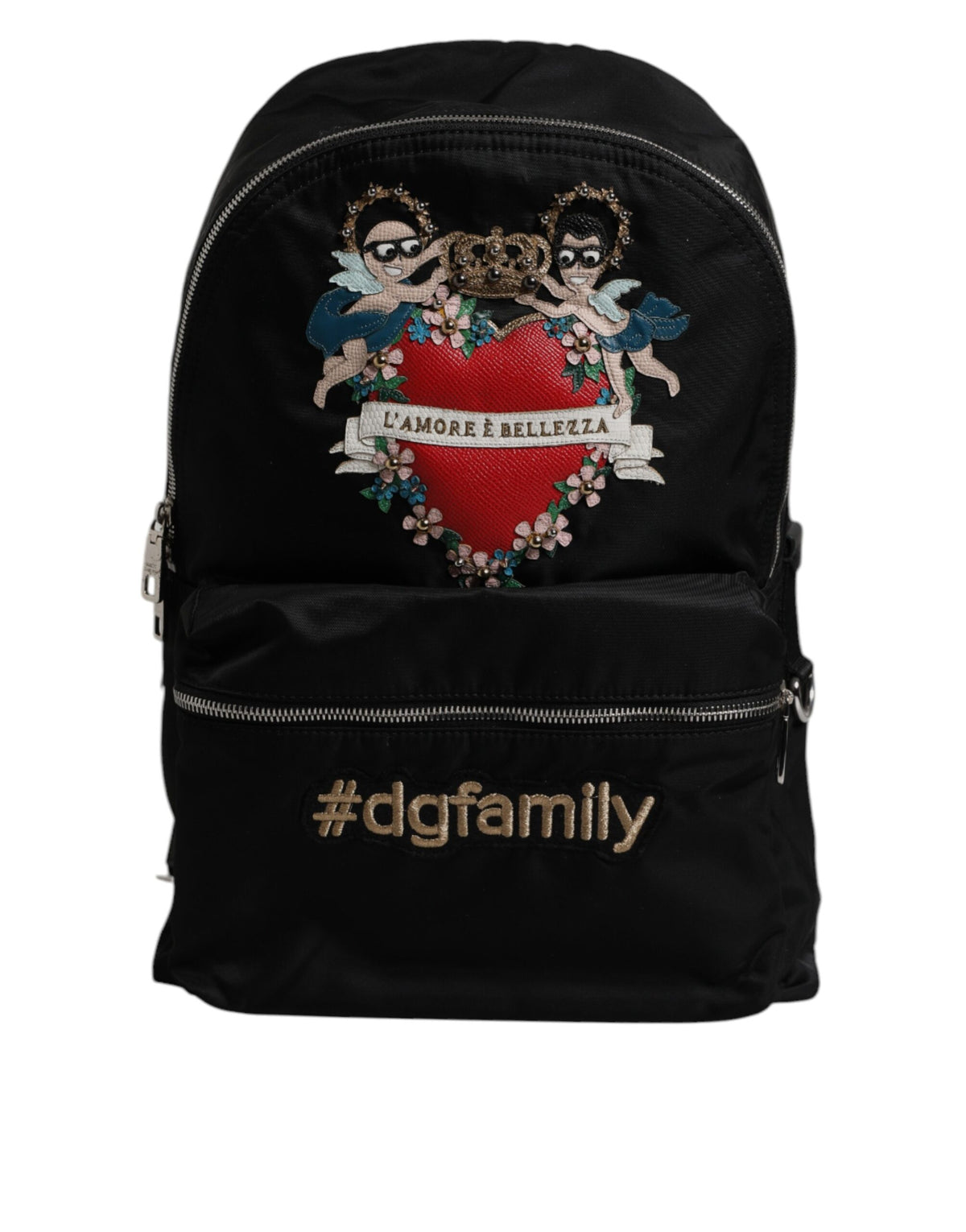 Dolce & Gabbana Black Nylon #DGFAMILY Embellished Backpack VULCANO Bag - Eljoys Fashion 