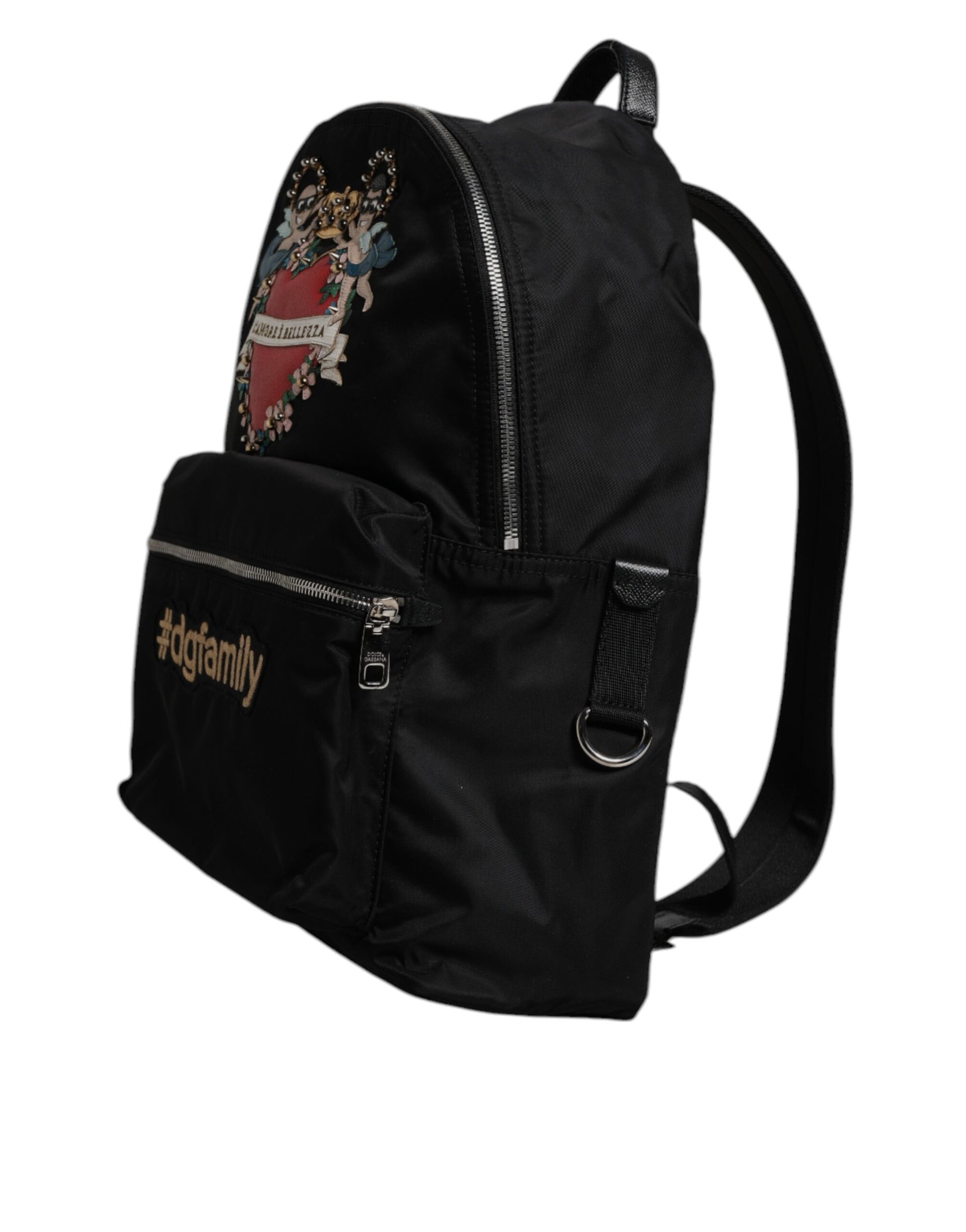 Dolce & Gabbana Black Nylon #DGFAMILY Embellished Backpack VULCANO Bag Dolce & Gabbana