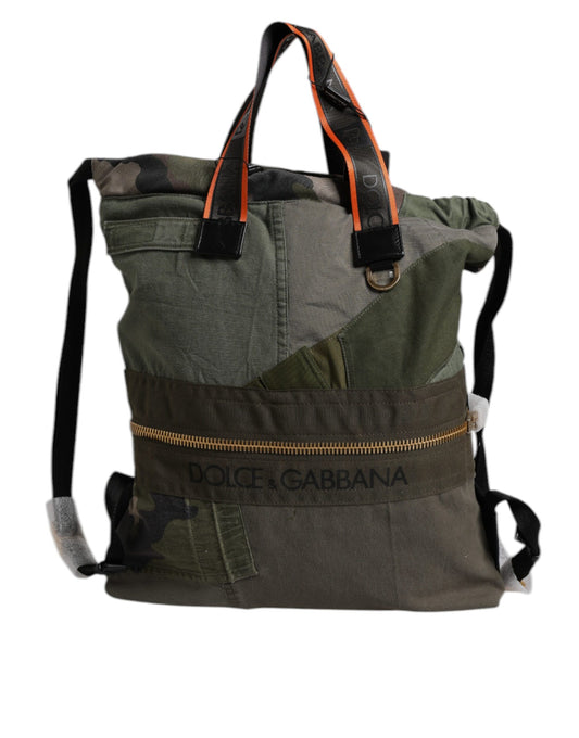 Dolce & Gabbana Military Green Patchwork Rucksack Backpack Bag Dolce & Gabbana
