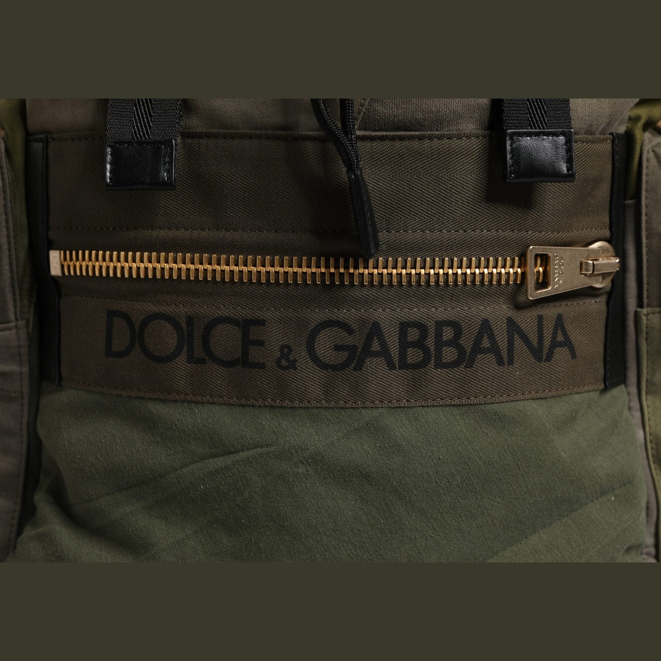 Dolce & Gabbana Military Green Patchwork Travel Backpack Bag