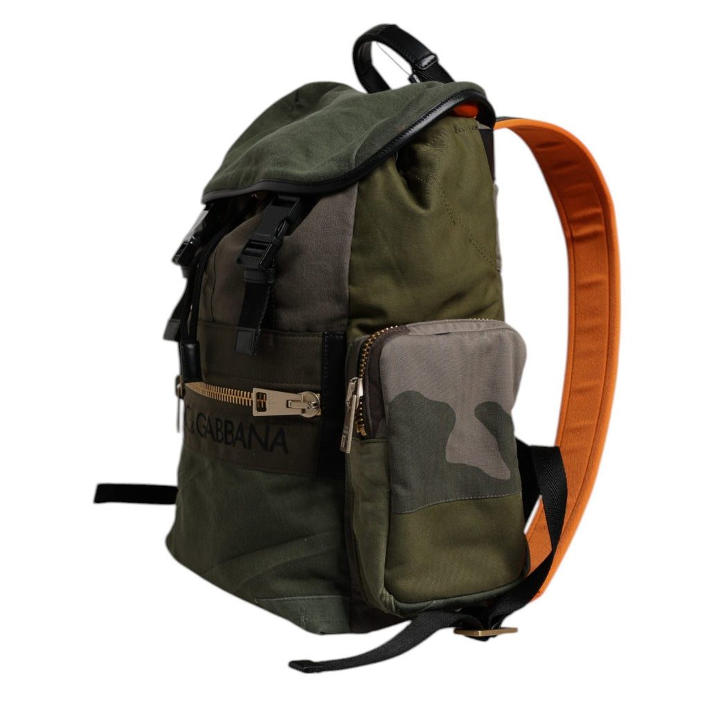 Dolce & Gabbana Military Green Patchwork Travel Backpack Bag