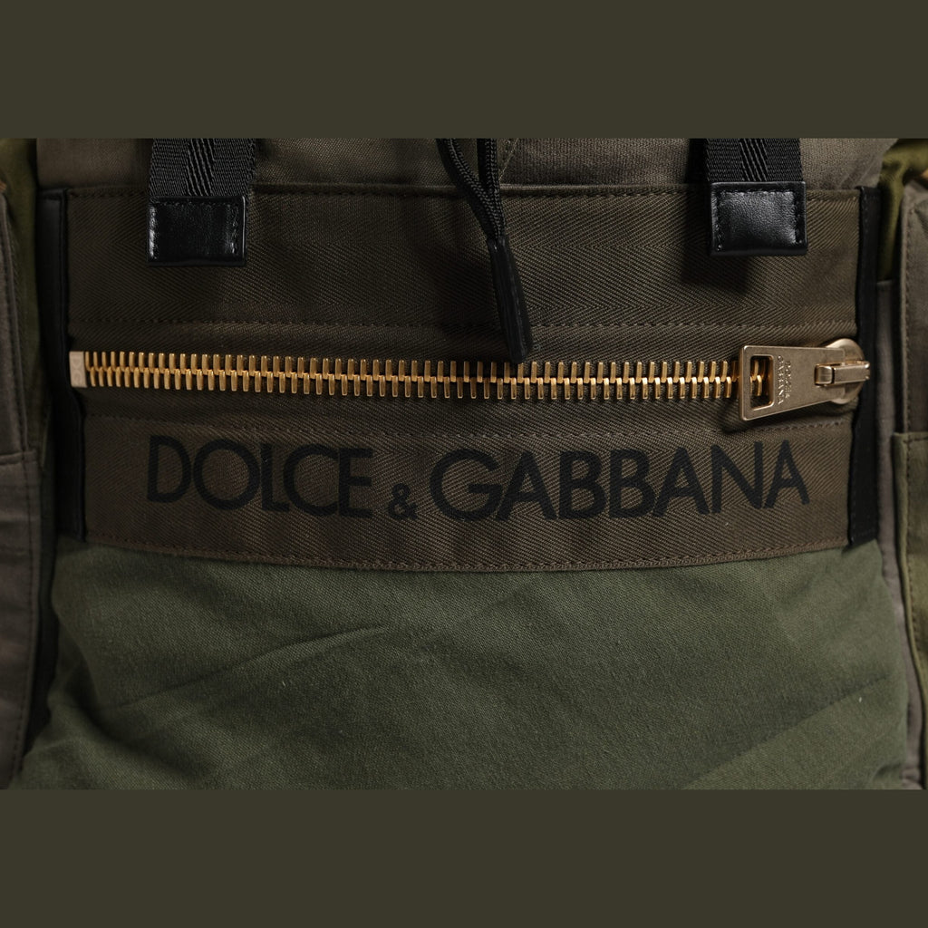 Dolce & Gabbana Military Green Patchwork Travel Backpack Bag