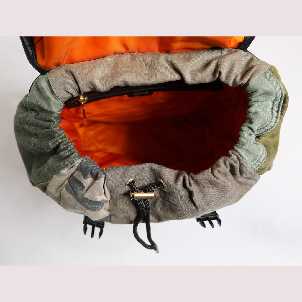 Dolce & Gabbana Military Green Patchwork School Backpack Bag