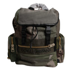 Dolce & Gabbana Military Green Patchwork School Backpack Bag