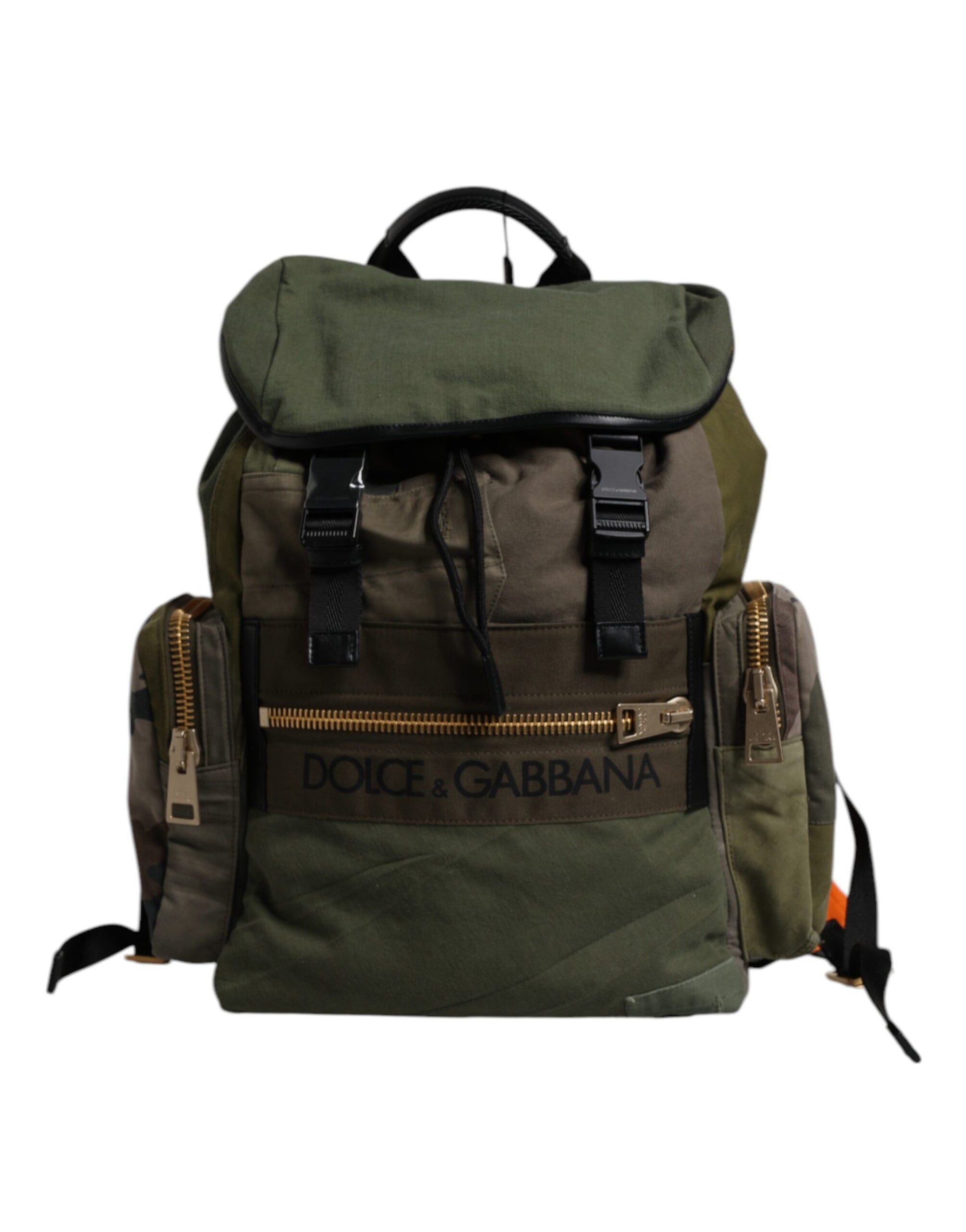 Dolce & Gabbana Military Green Patchwork Travel Backpack Bag Dolce & Gabbana