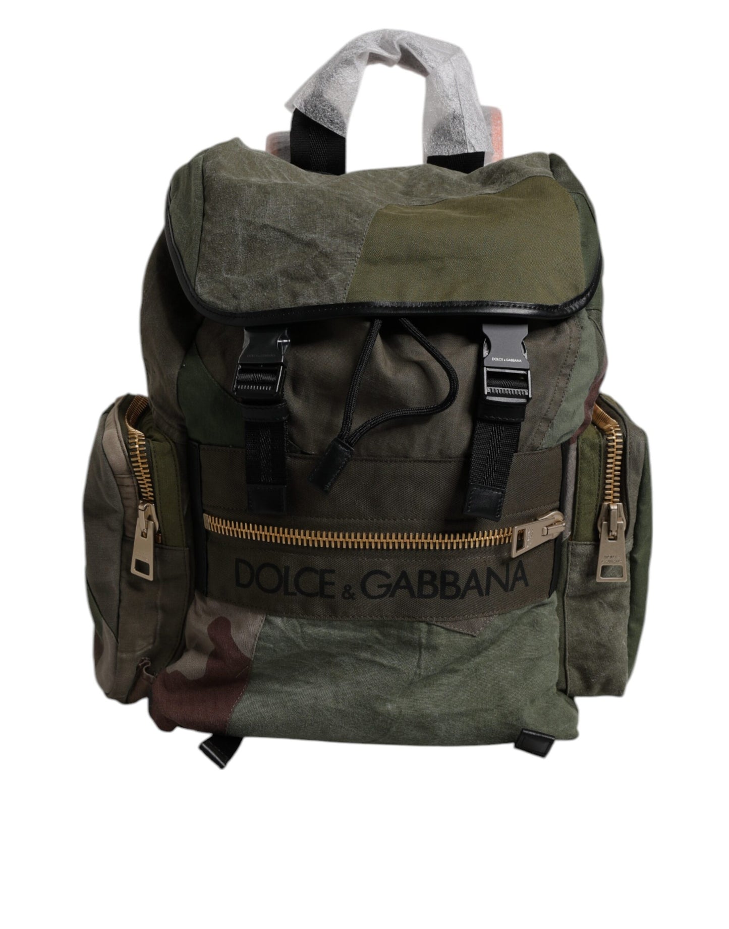 Dolce & Gabbana Military Green Patchwork Travel Backpack Bag Dolce & Gabbana