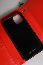 Dolce & Gabbana Red Quilted Devotion Crossbody Chain Phone Cover Bag - Eljoys Fashion 