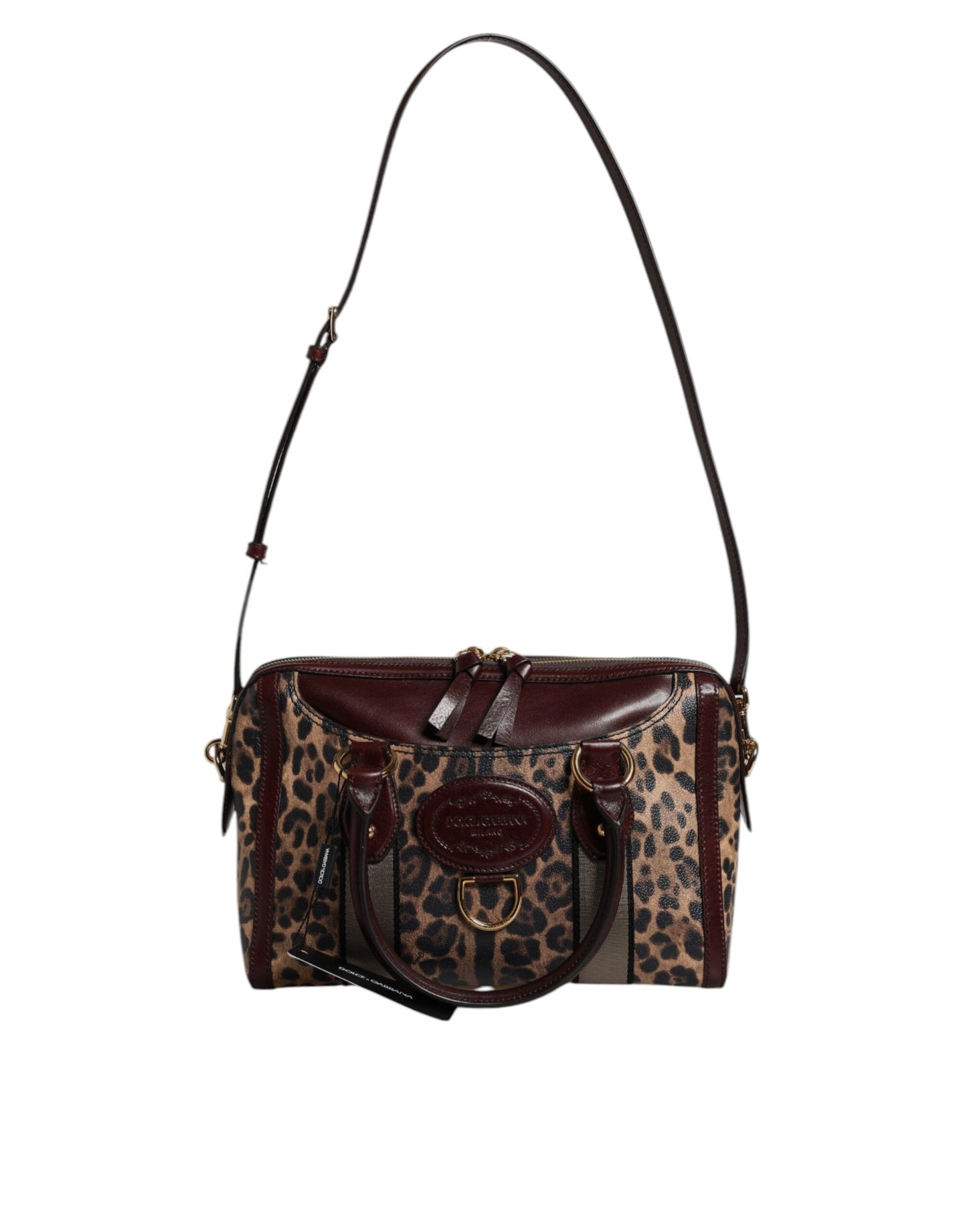 Dolce & Gabbana Brown Leopard Leather Shoulder Strap Duffle Bag Dolce & Gabbana
