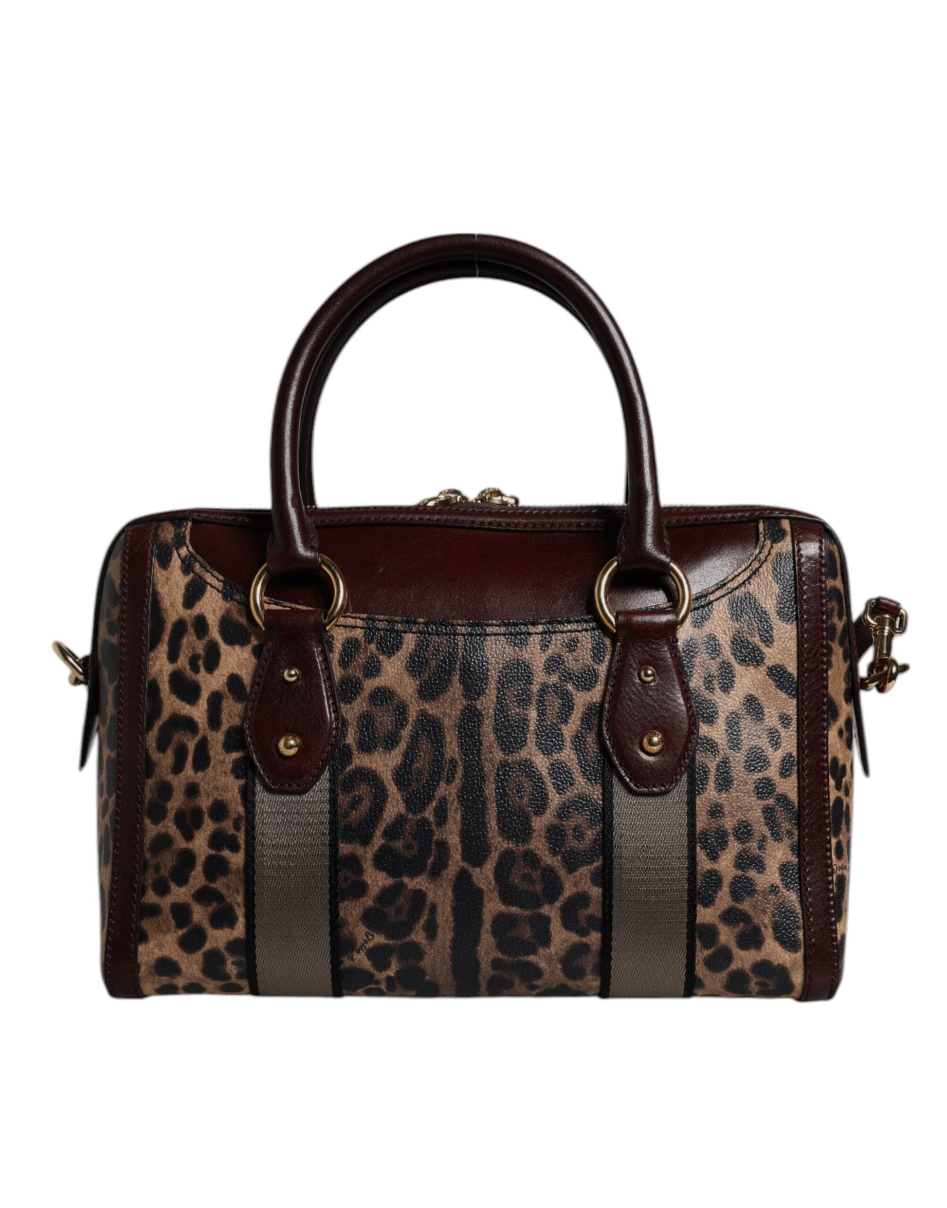 Dolce & Gabbana Brown Leopard Leather Shoulder Strap Duffle Bag Dolce & Gabbana