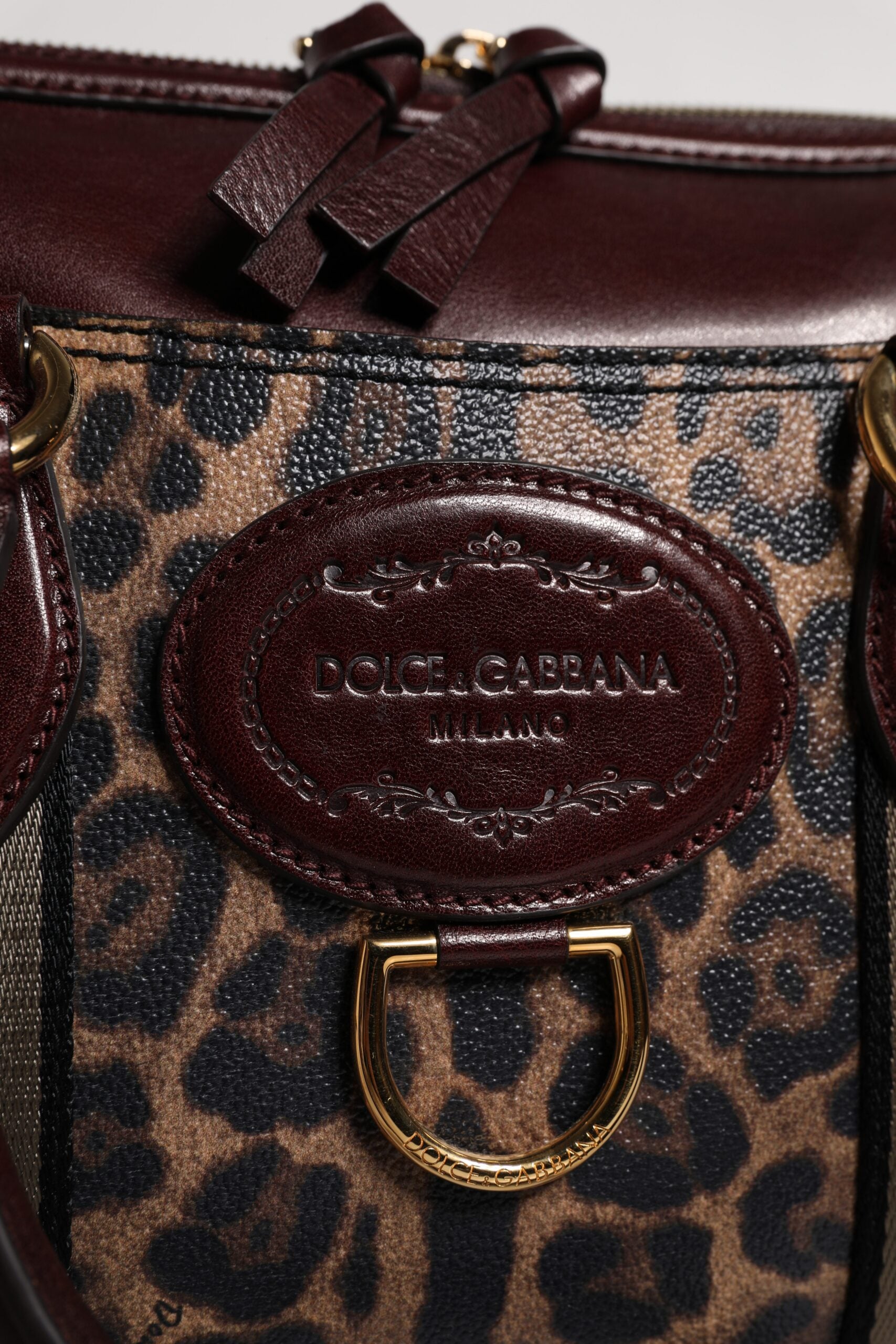 Dolce & Gabbana Brown Leopard Leather Shoulder Strap Duffle Bag Dolce & Gabbana