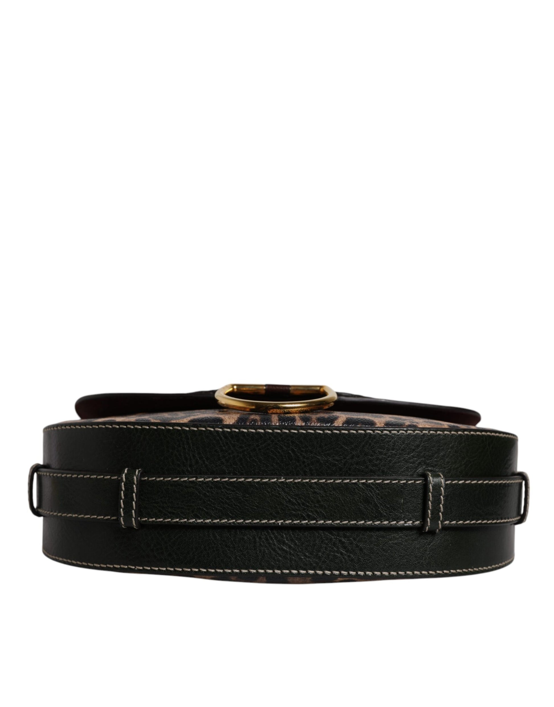 Dolce & Gabbana Black Brown Leopard Leather Shoulder Strap Bag Dolce & Gabbana