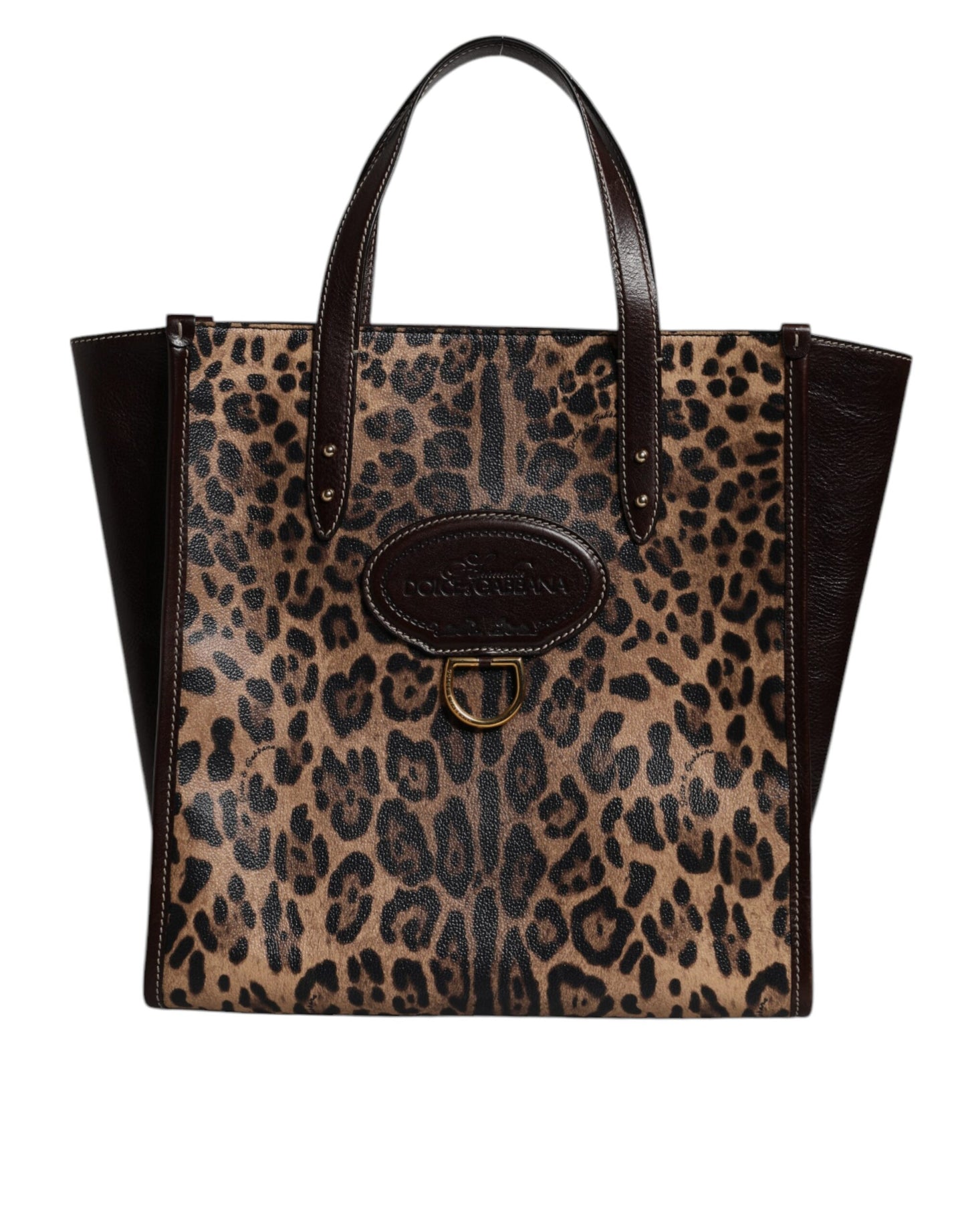 Dolce & Gabbana Brown Leopard Leather Shoulder Strap Tote Bag Dolce & Gabbana