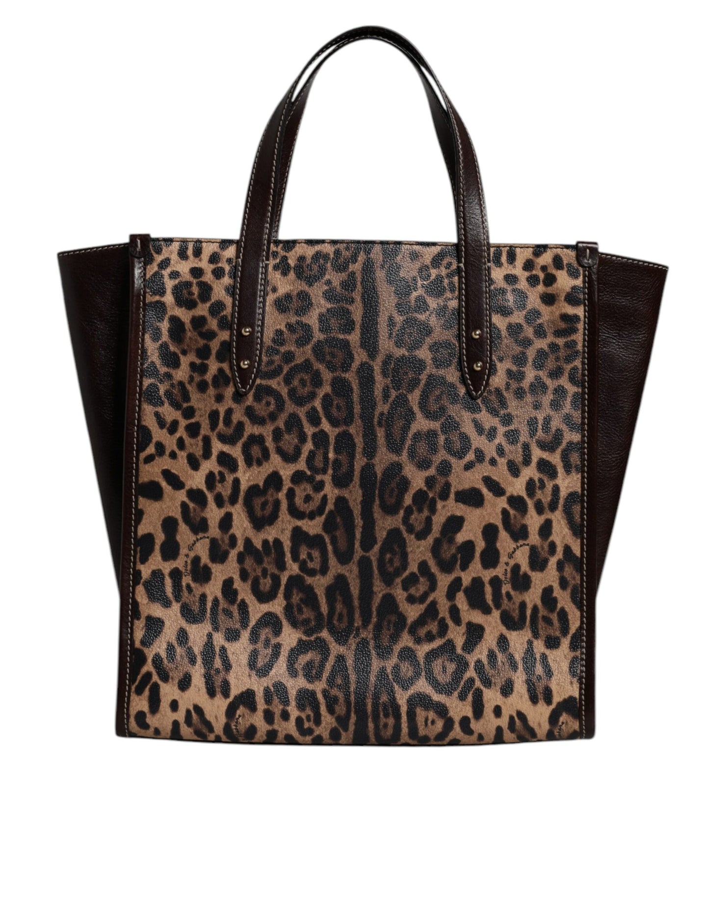 Dolce & Gabbana Brown Leopard Leather Shoulder Strap Tote Bag Dolce & Gabbana