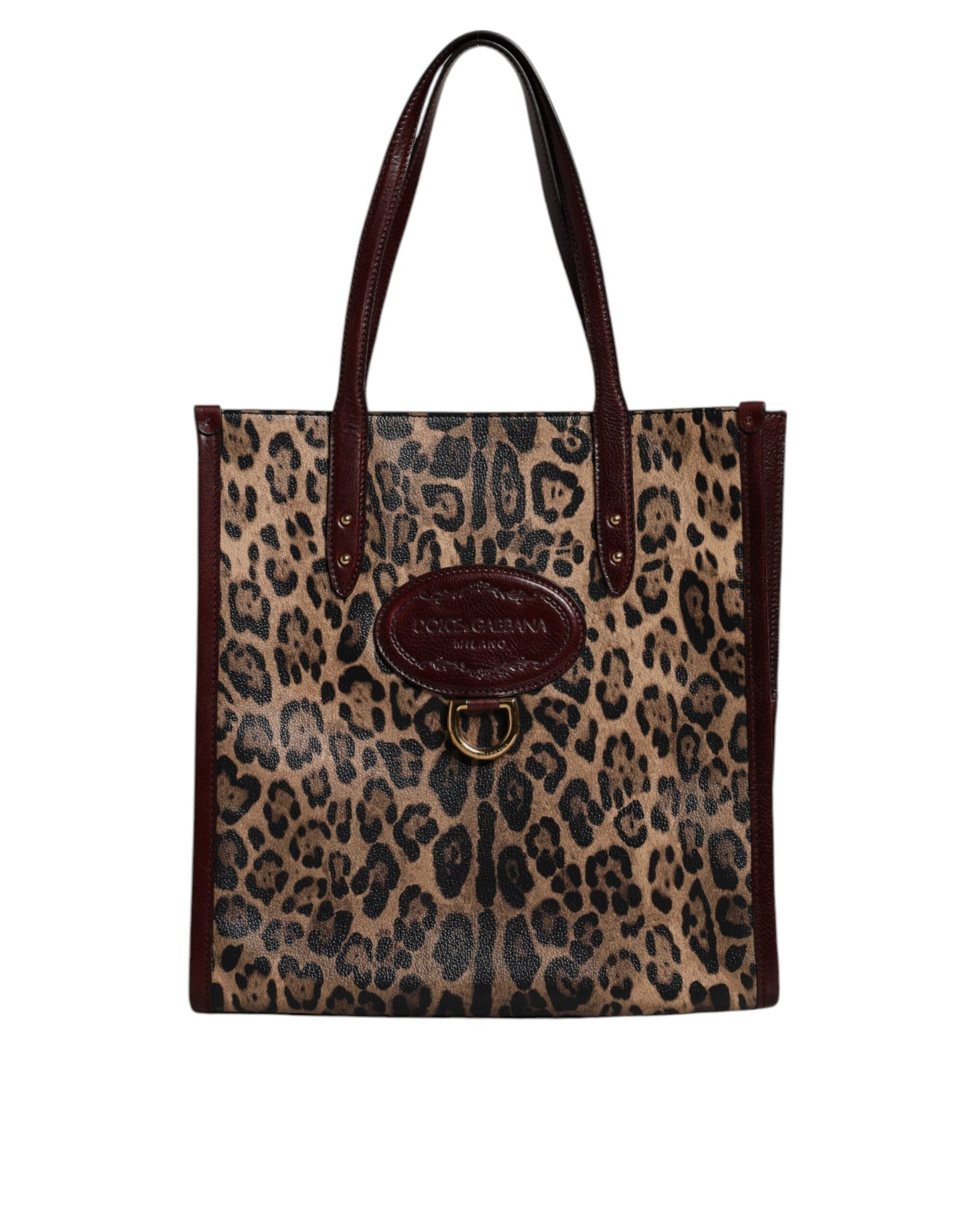 Dolce & Gabbana Brown Leopard Leather Shoulder Strap Tote Bag Dolce & Gabbana