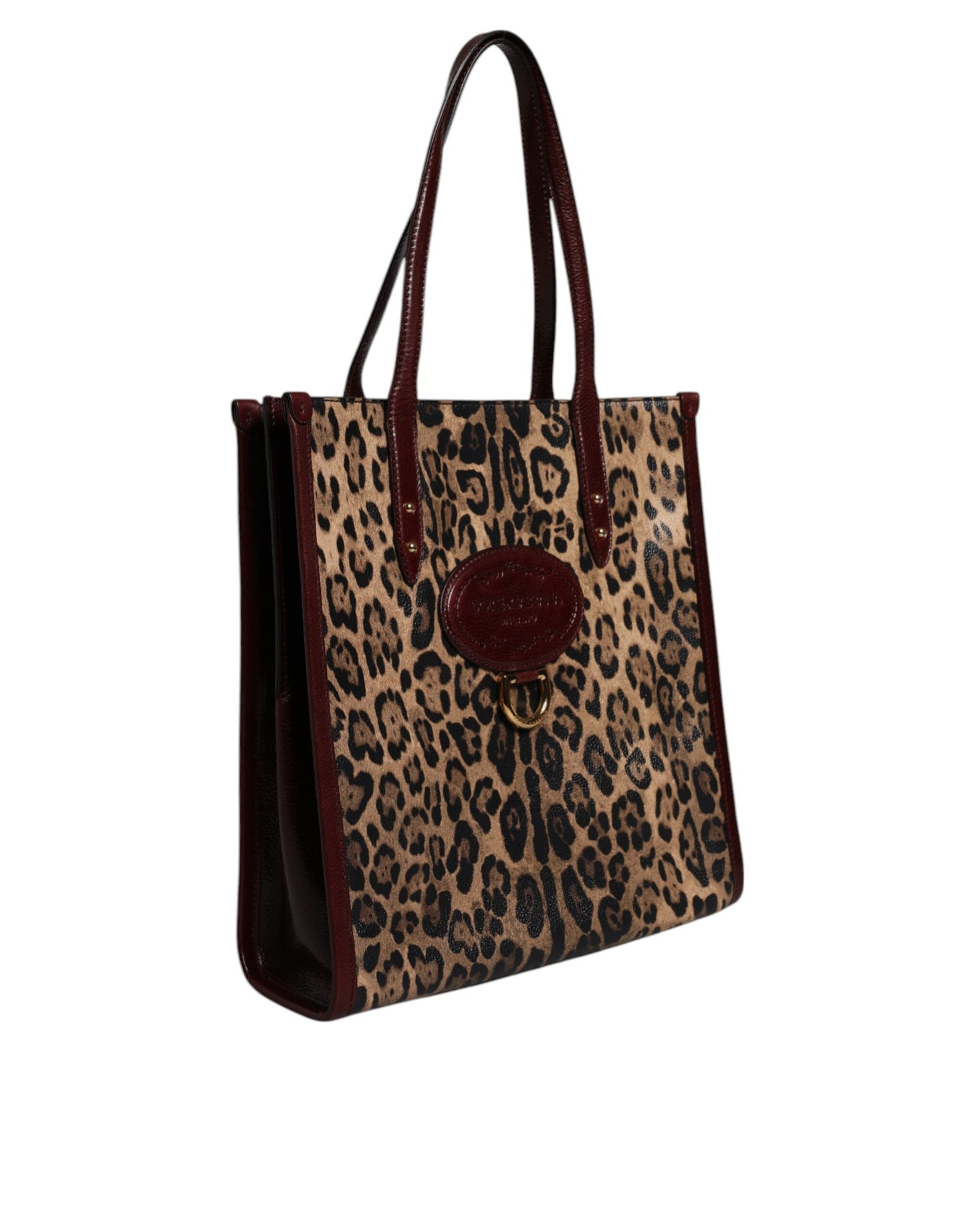 Dolce & Gabbana Brown Leopard Leather Shoulder Strap Tote Bag Dolce & Gabbana