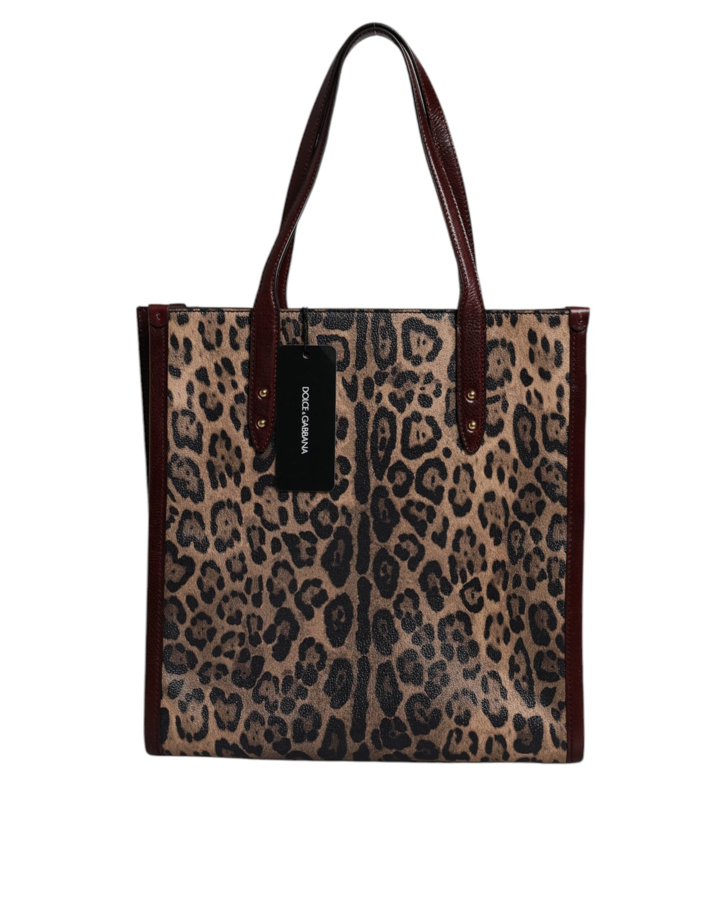 Dolce & Gabbana Brown Leopard Leather Shoulder Strap Tote Bag Dolce & Gabbana