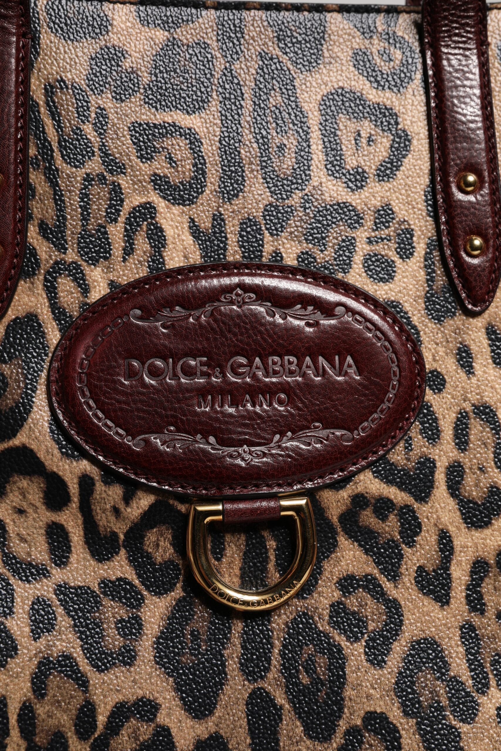 Dolce & Gabbana Brown Leopard Leather Shoulder Strap Tote Bag Dolce & Gabbana