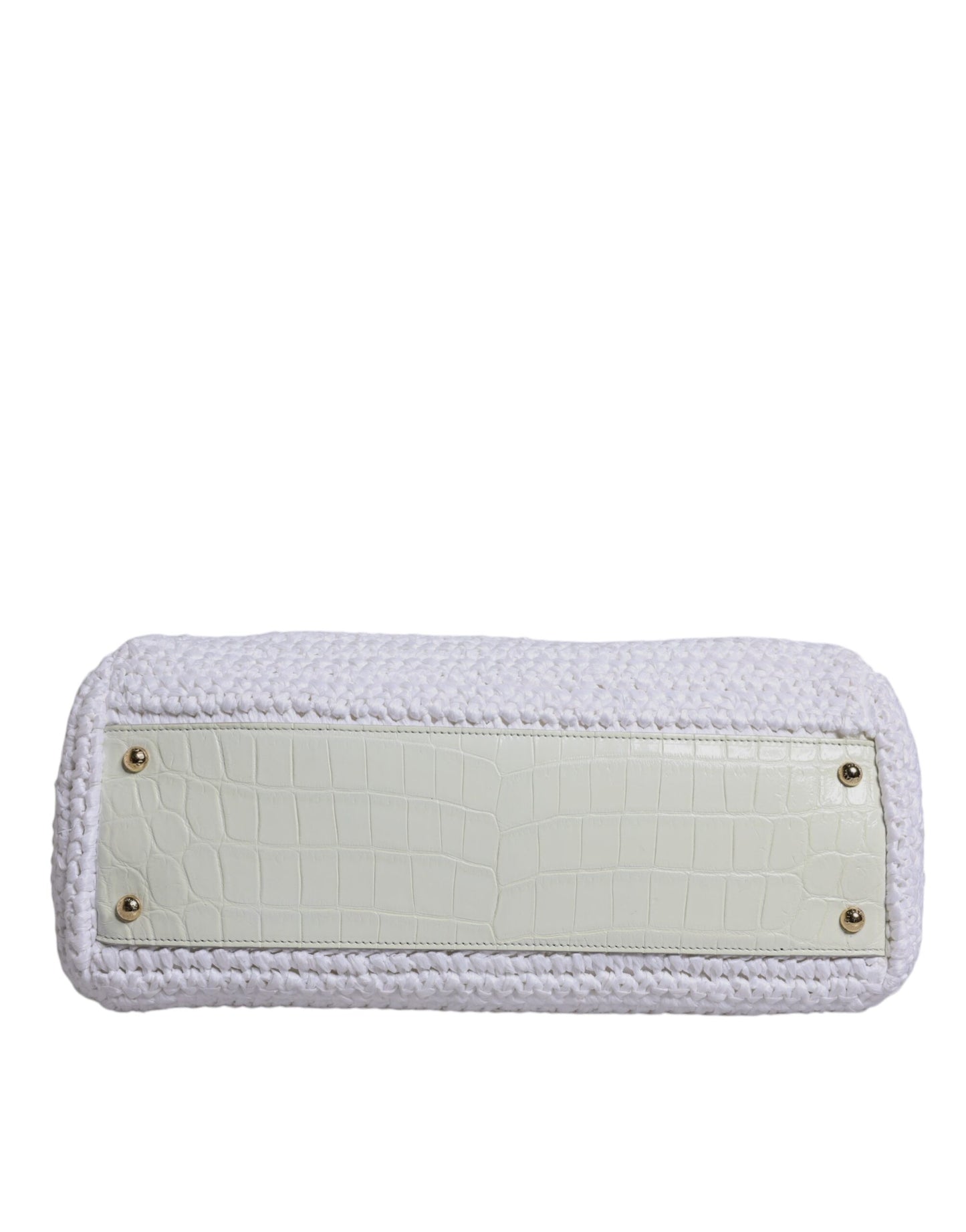 Dolce & Gabbana White Rafia Leather Top Handle Crossbody Bag Dolce & Gabbana