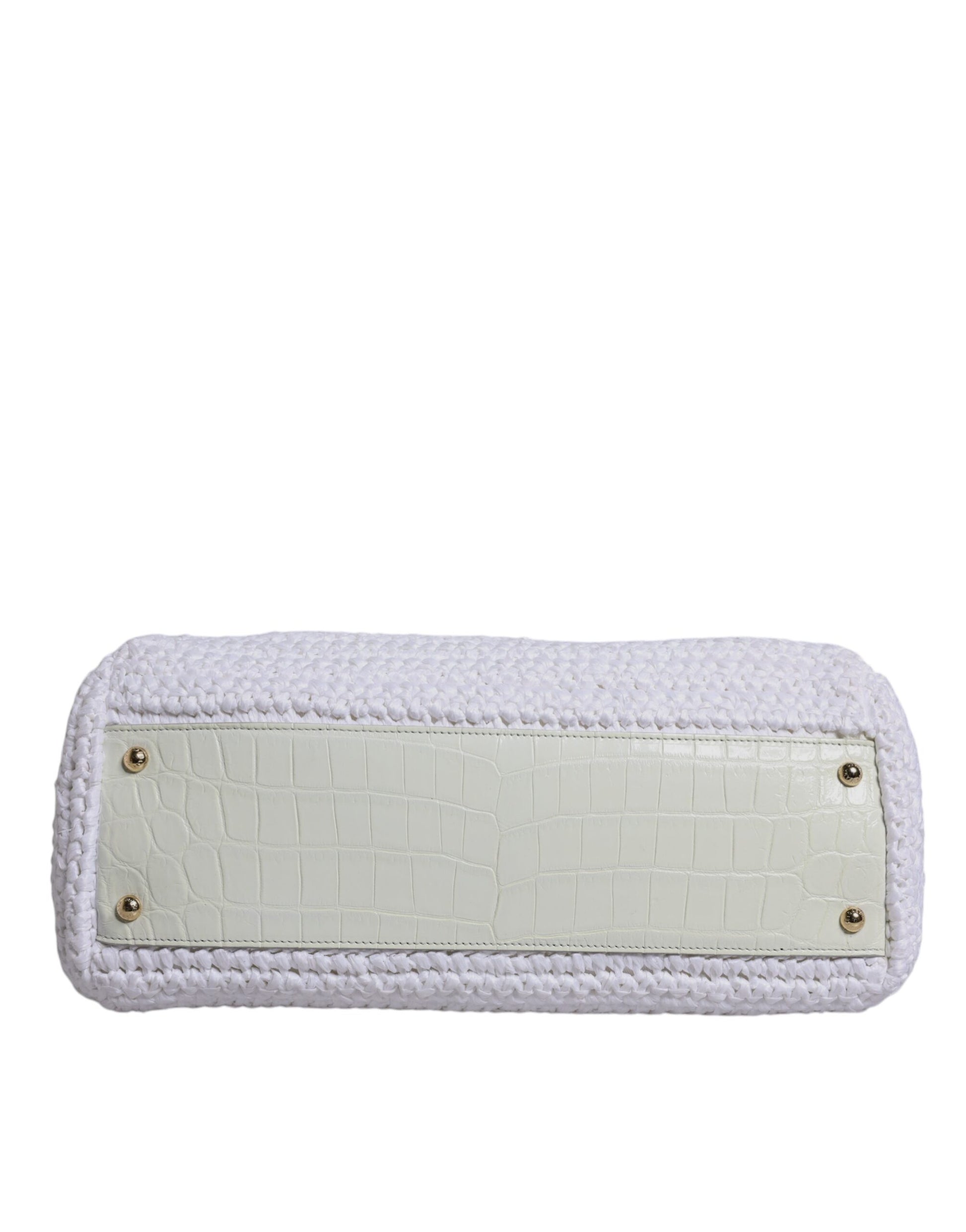 Dolce & Gabbana White Rafia Leather Top Handle Crossbody Bag Dolce & Gabbana