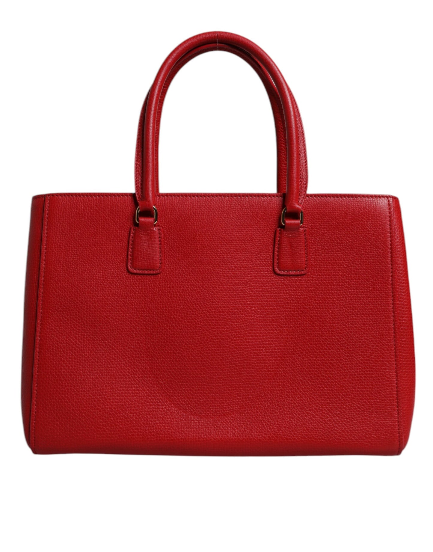 Dolce & Gabbana Red Calfskin Leather Logo Plaque Top Handle Bag Dolce & Gabbana