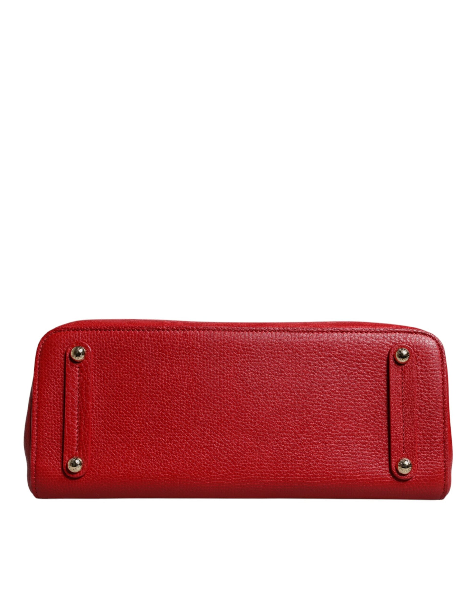 Dolce & Gabbana Red Calfskin Leather Logo Plaque Top Handle Bag Dolce & Gabbana