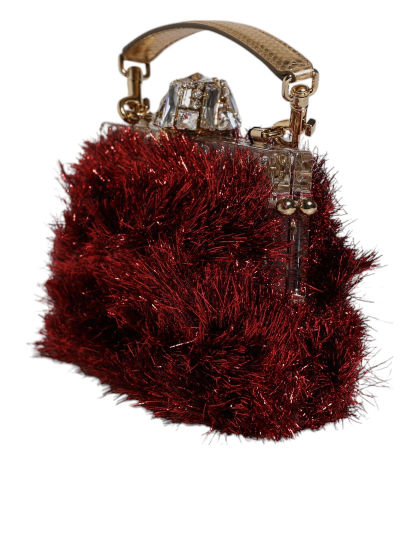 Dolce & Gabbana Red Gold Chain VANDA Tinsel Crystals Evening Clutch Bag Dolce & Gabbana