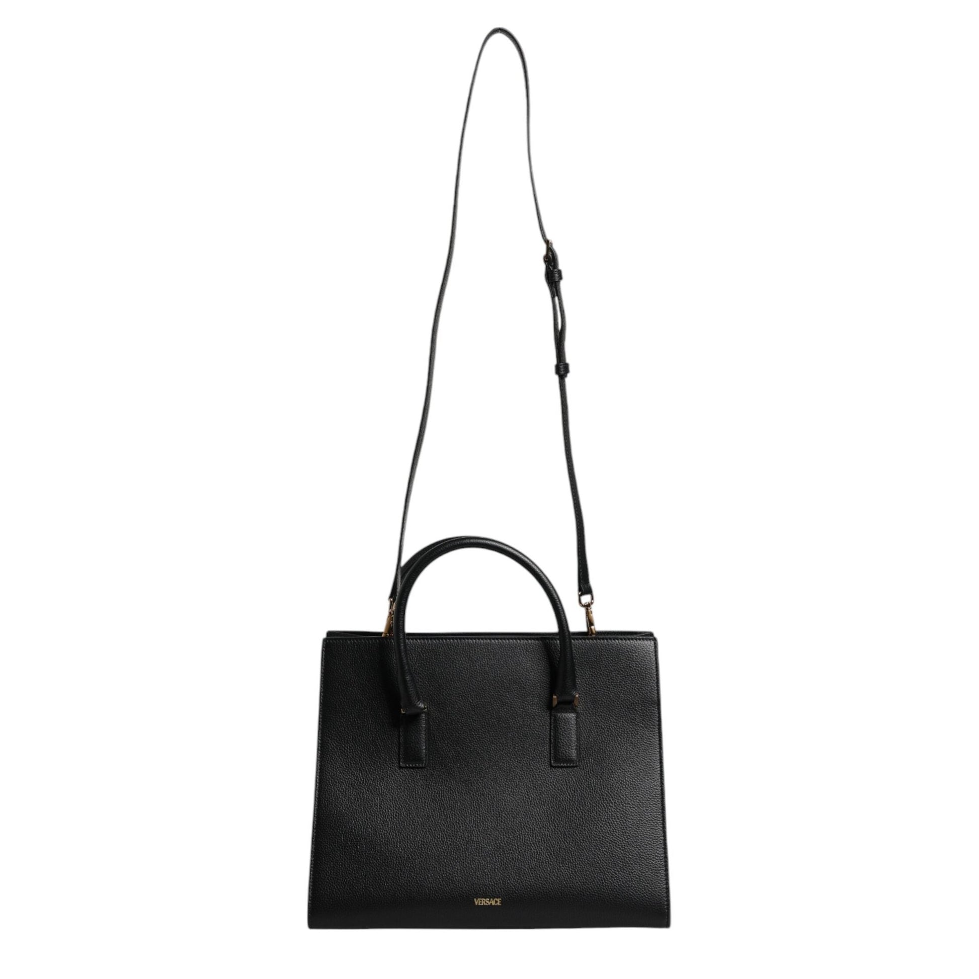 Versace Black Large Leather Top Handle Shoulder Crossbody Bag Versace