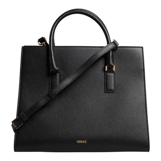 Versace Black Large Leather Top Handle Shoulder Crossbody Bag Versace