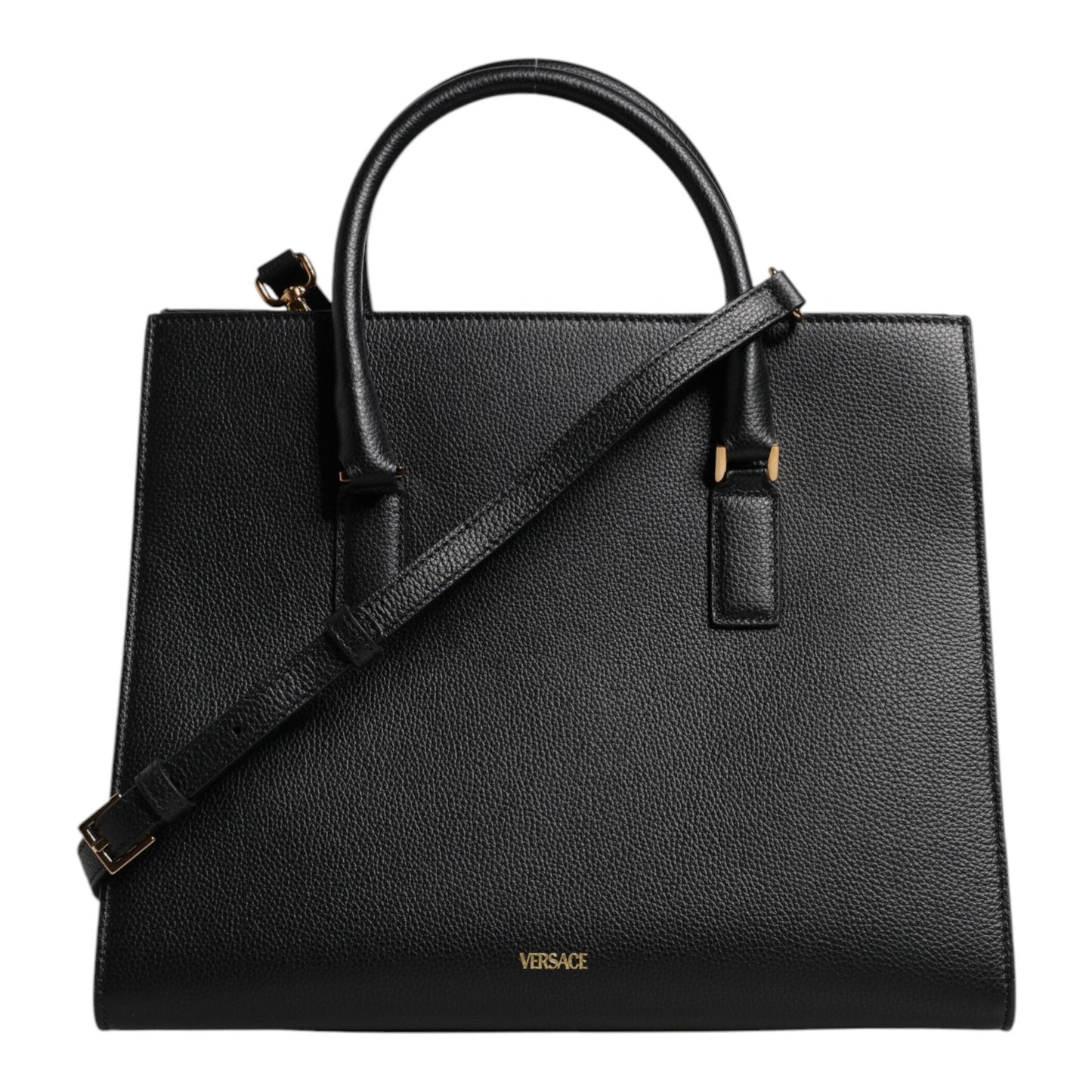Versace Black Large Leather Top Handle Shoulder Crossbody Bag Versace