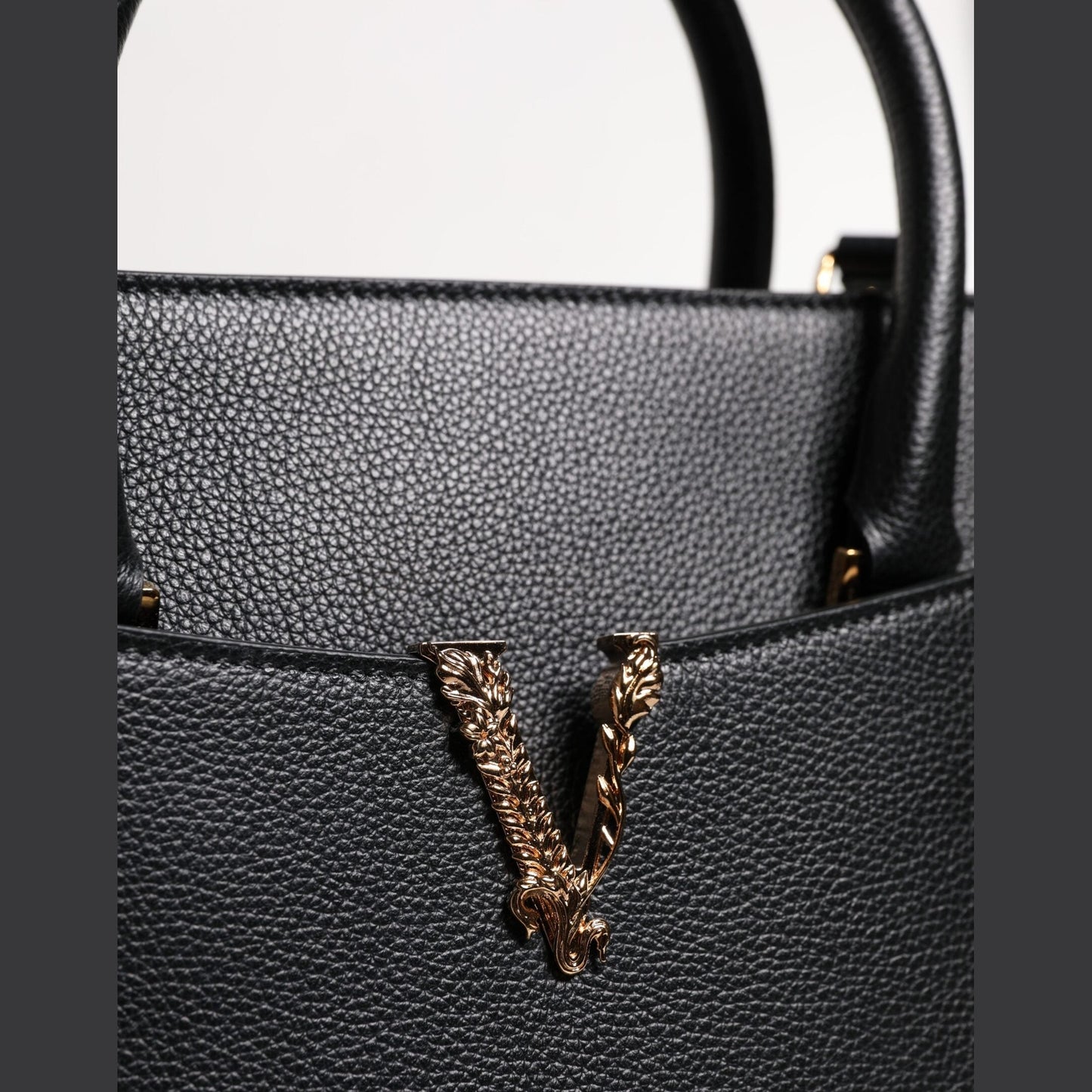 Versace Black Large Leather Top Handle Shoulder Crossbody Bag Versace