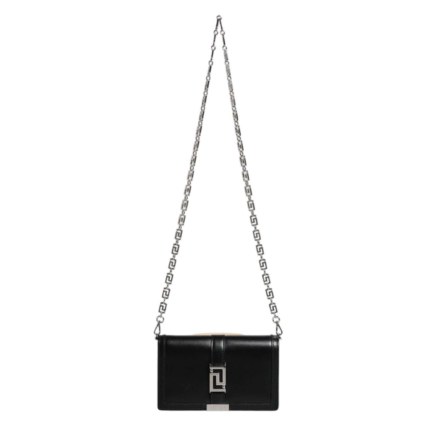Versace Black Calfskin Leather Chain Strap Shoulder Crossbody Bag Versace