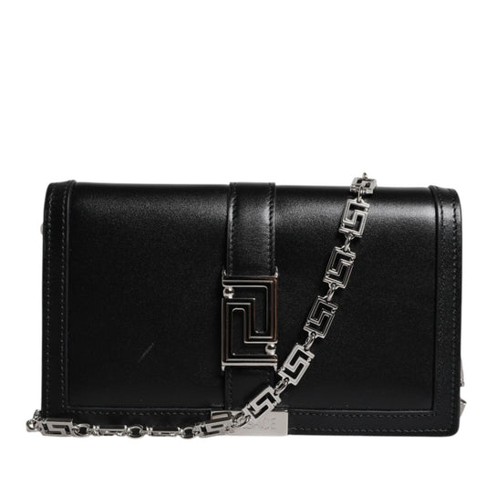 Versace Black Calfskin Leather Chain Strap Shoulder Crossbody Bag Versace