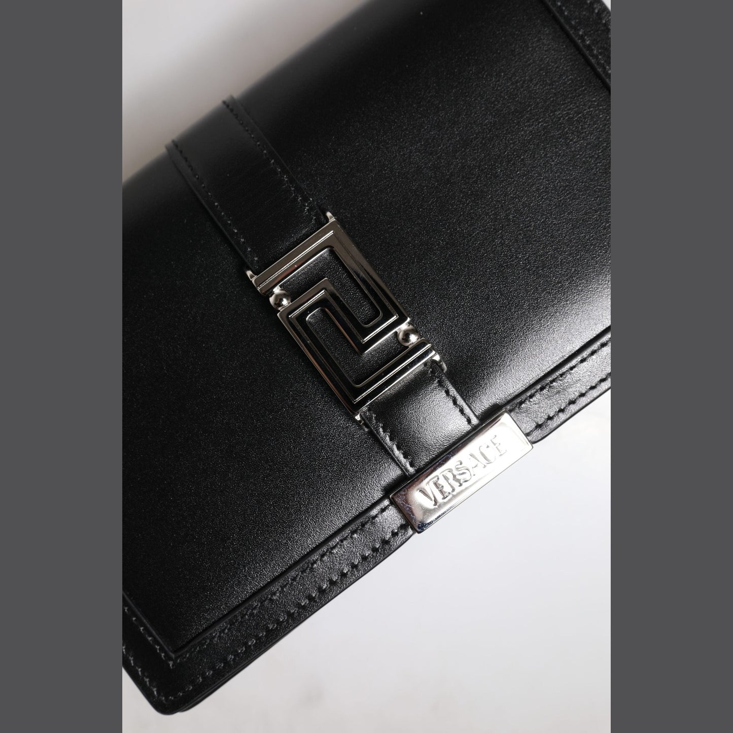 Versace Black Calfskin Leather Chain Strap Shoulder Crossbody Bag Versace